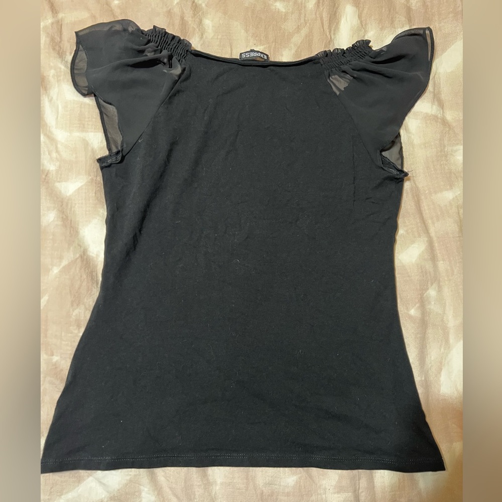 Express Ruffle Sleeve Cotton Top - Picture 2 of 5